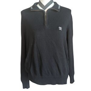 Vintage Tommy Hilfiger Crest 1/4 Zip Pullover Sweater M Men's Black Knit